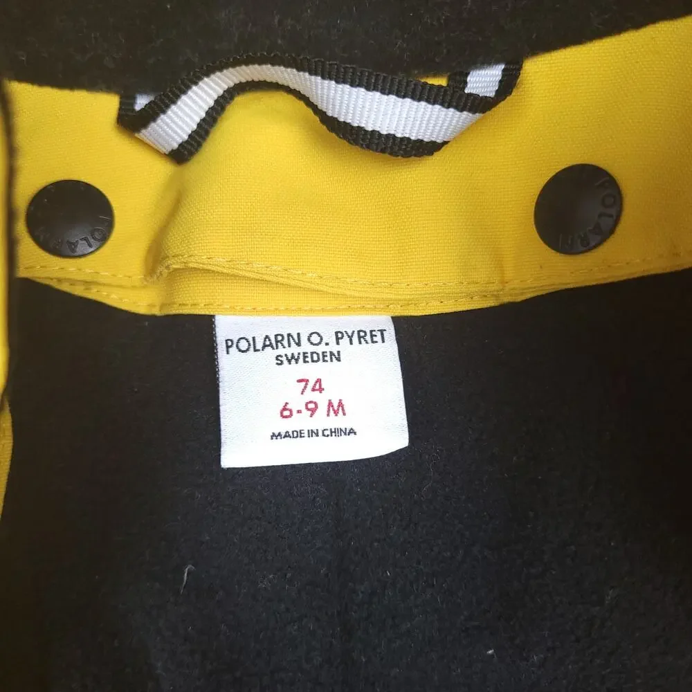 Polarn O Pyret Waterproof Windproof Performance Snowsuit 74 6-9M Yellow Blue EUC